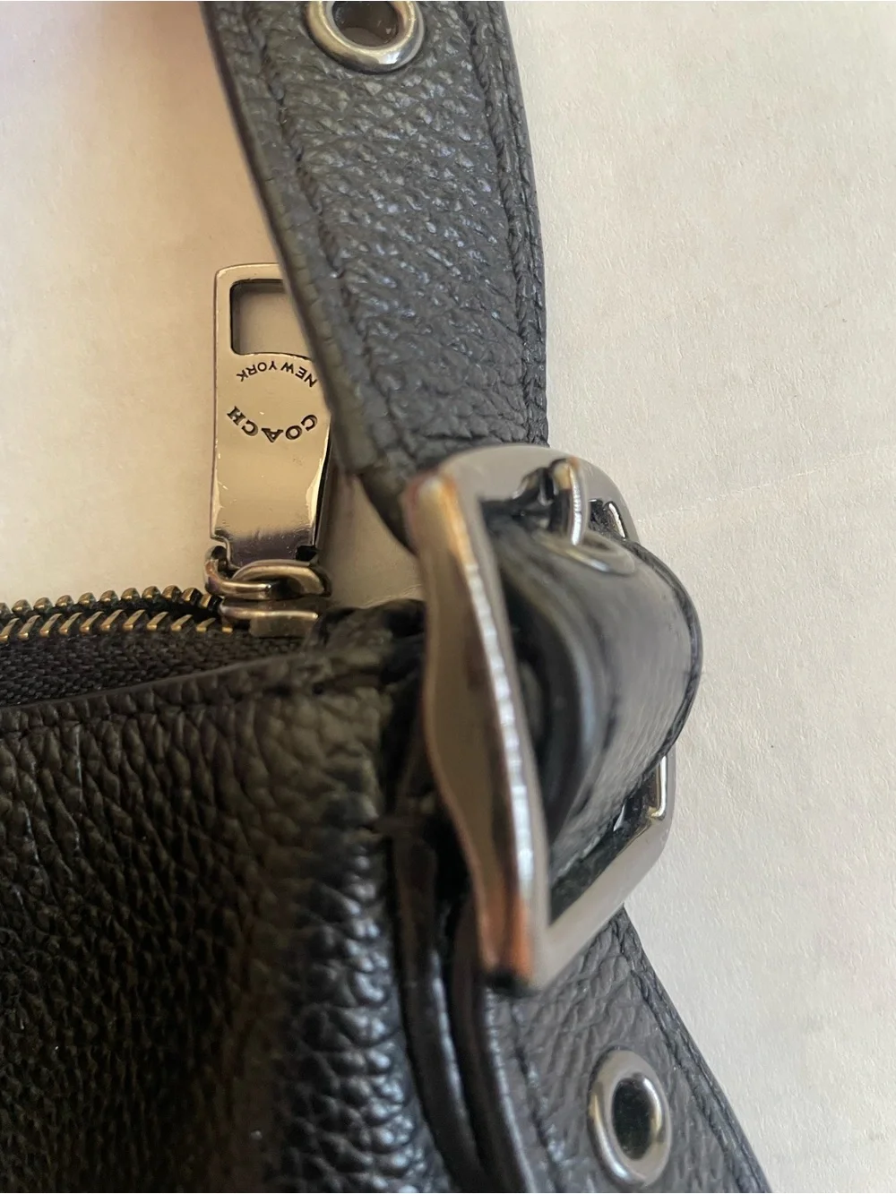 Coach 21377 Crossbody Bag Women Small Black Pebbled Leather